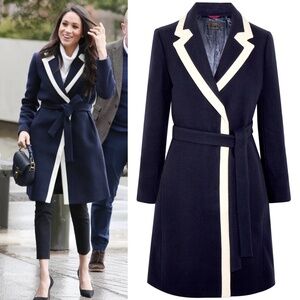 J.Crew Navy Tipped Topcoat In Italian Stadium-Cloth Wool Coat